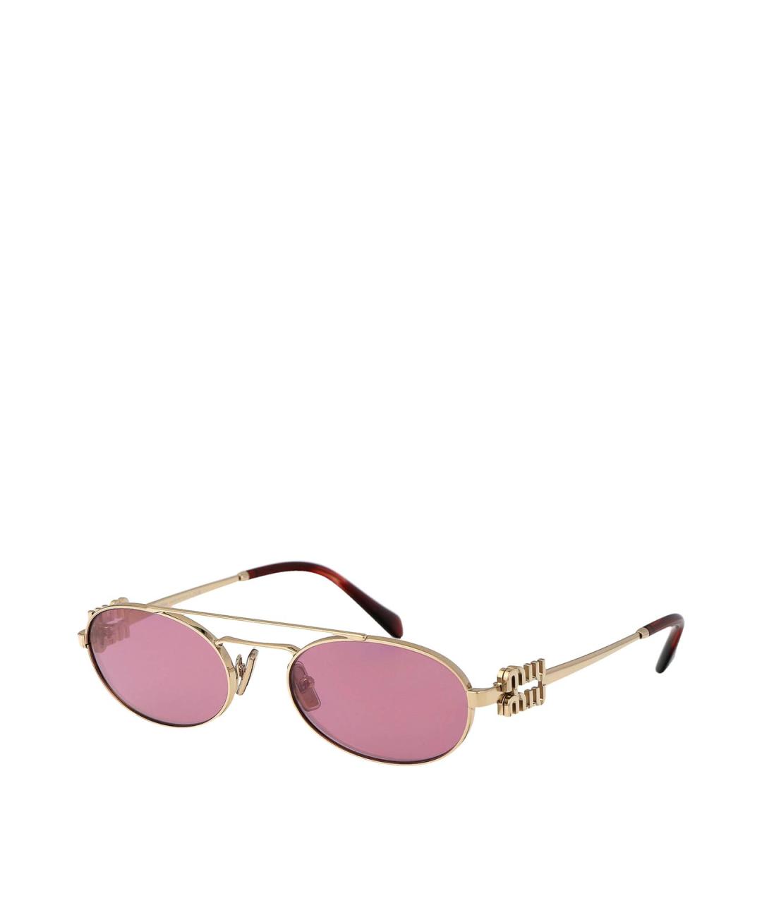 MIU MIU Золотые металлические солнцезащитные очки, фото 2