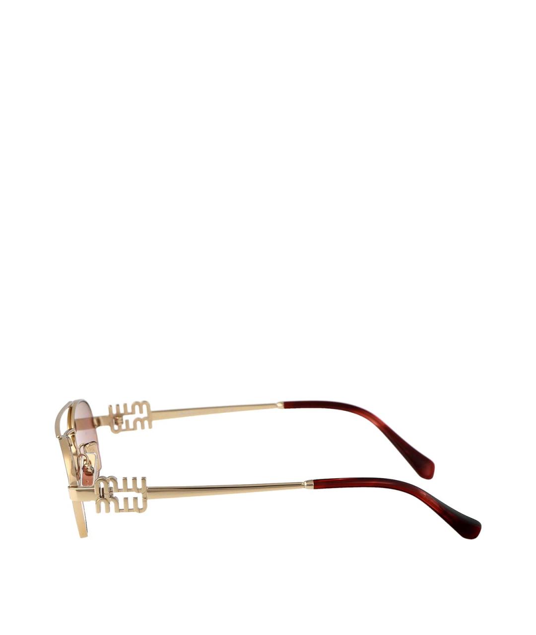 MIU MIU Золотые металлические солнцезащитные очки, фото 3