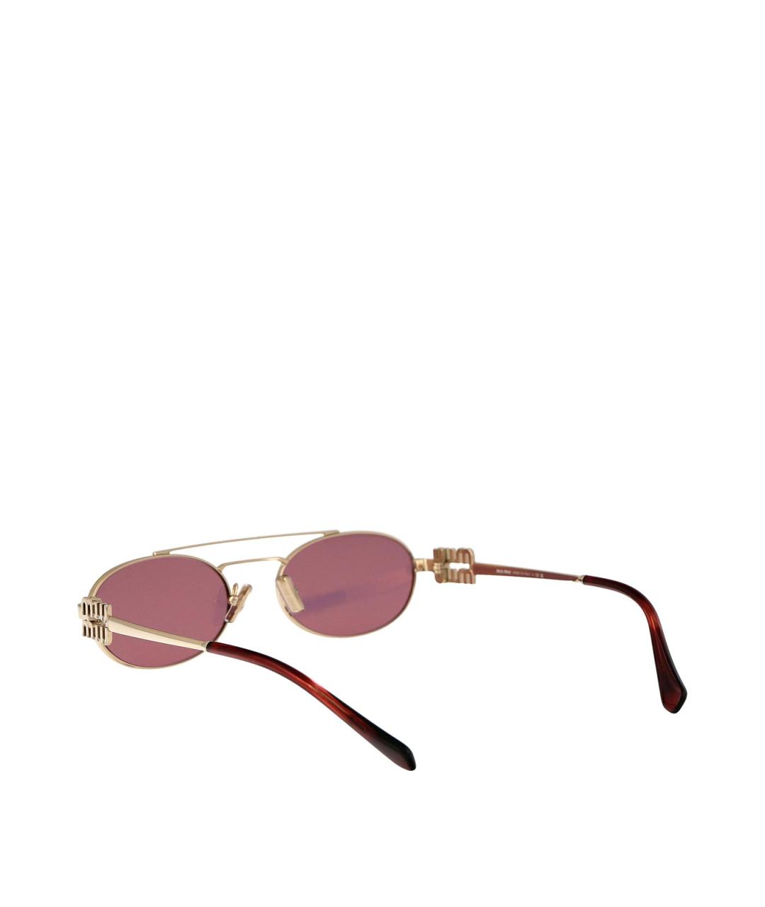 MIU MIU Золотые металлические солнцезащитные очки, фото 4