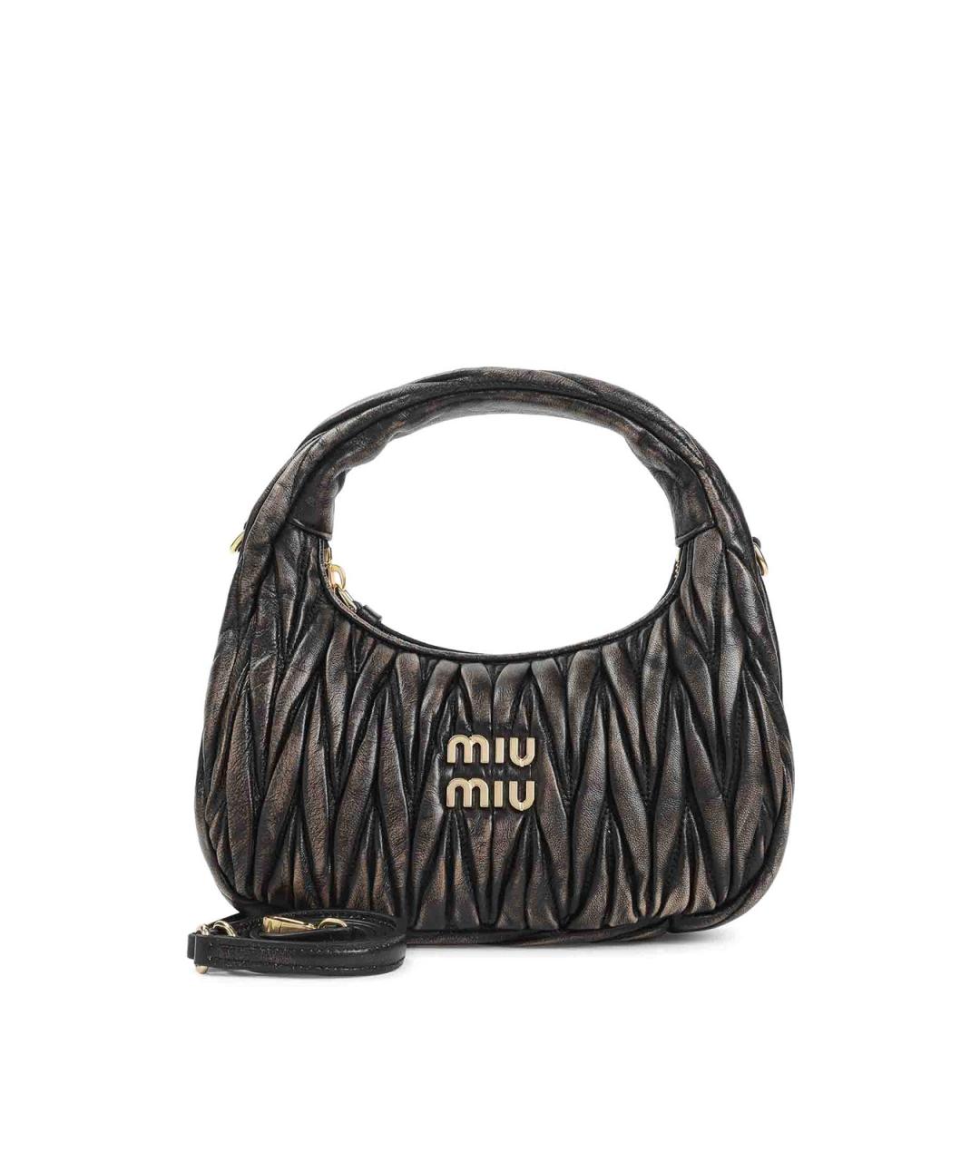 MIU MIU Коричневая кожаная сумка с короткими ручками, фото 1
