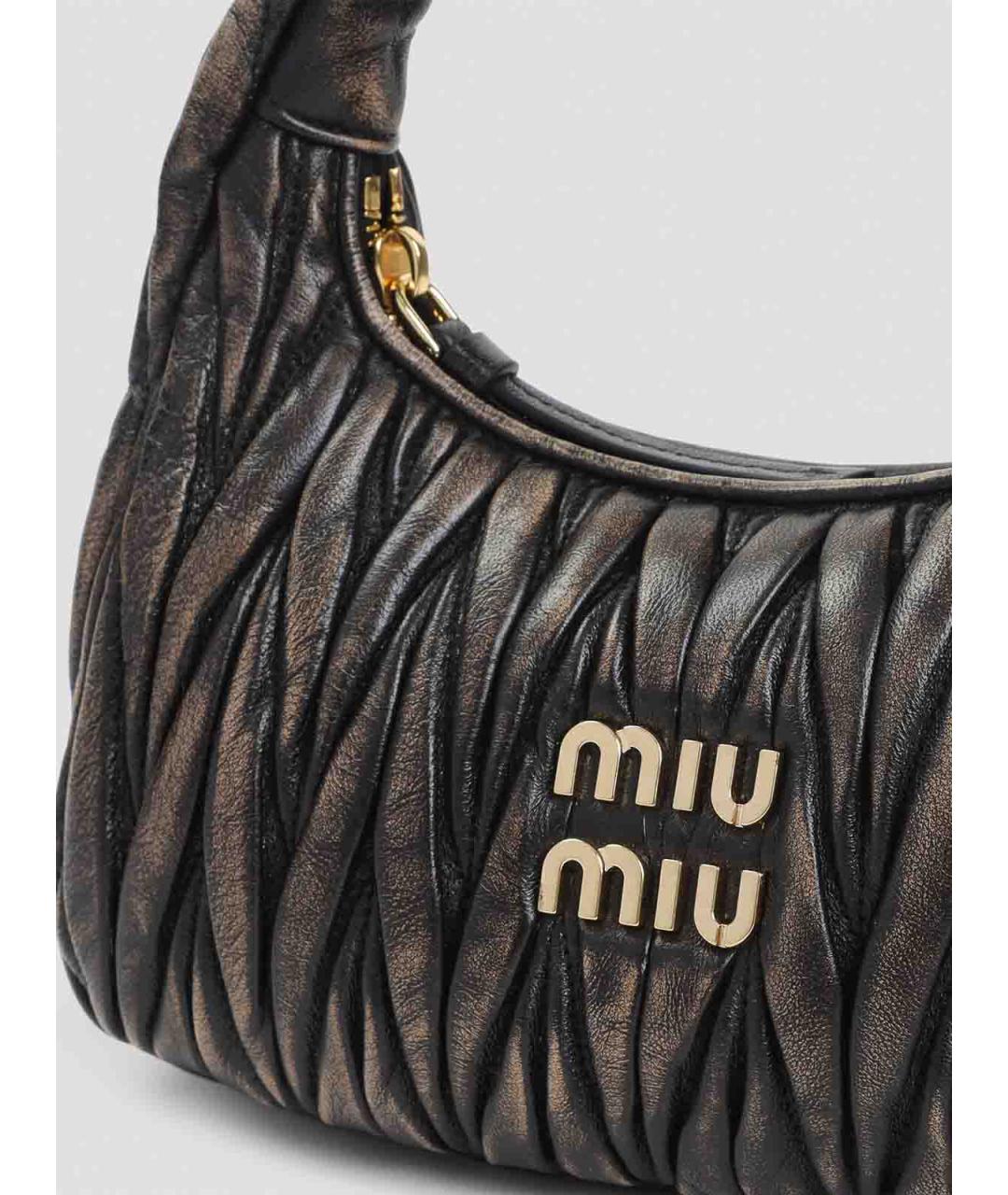 MIU MIU Коричневая кожаная сумка с короткими ручками, фото 3