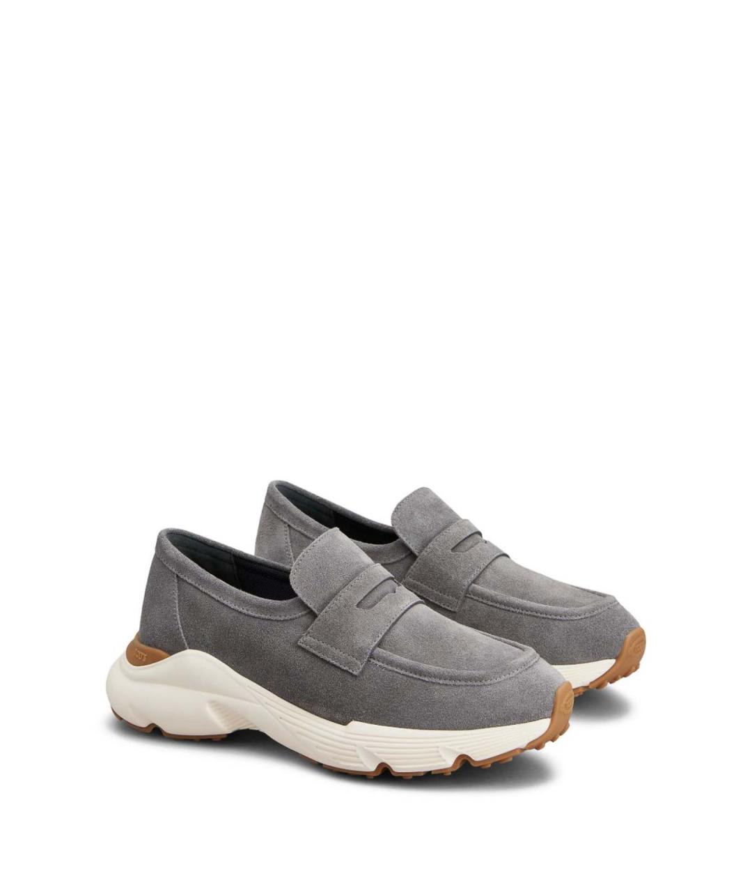 TOD'S Серые кожаные кроссовки, фото 4