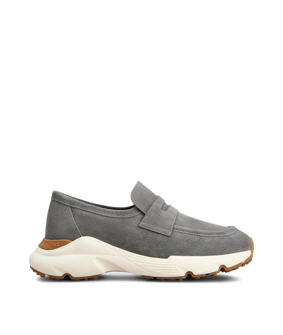 TOD'S Серые кожаные кроссовки, фото 1