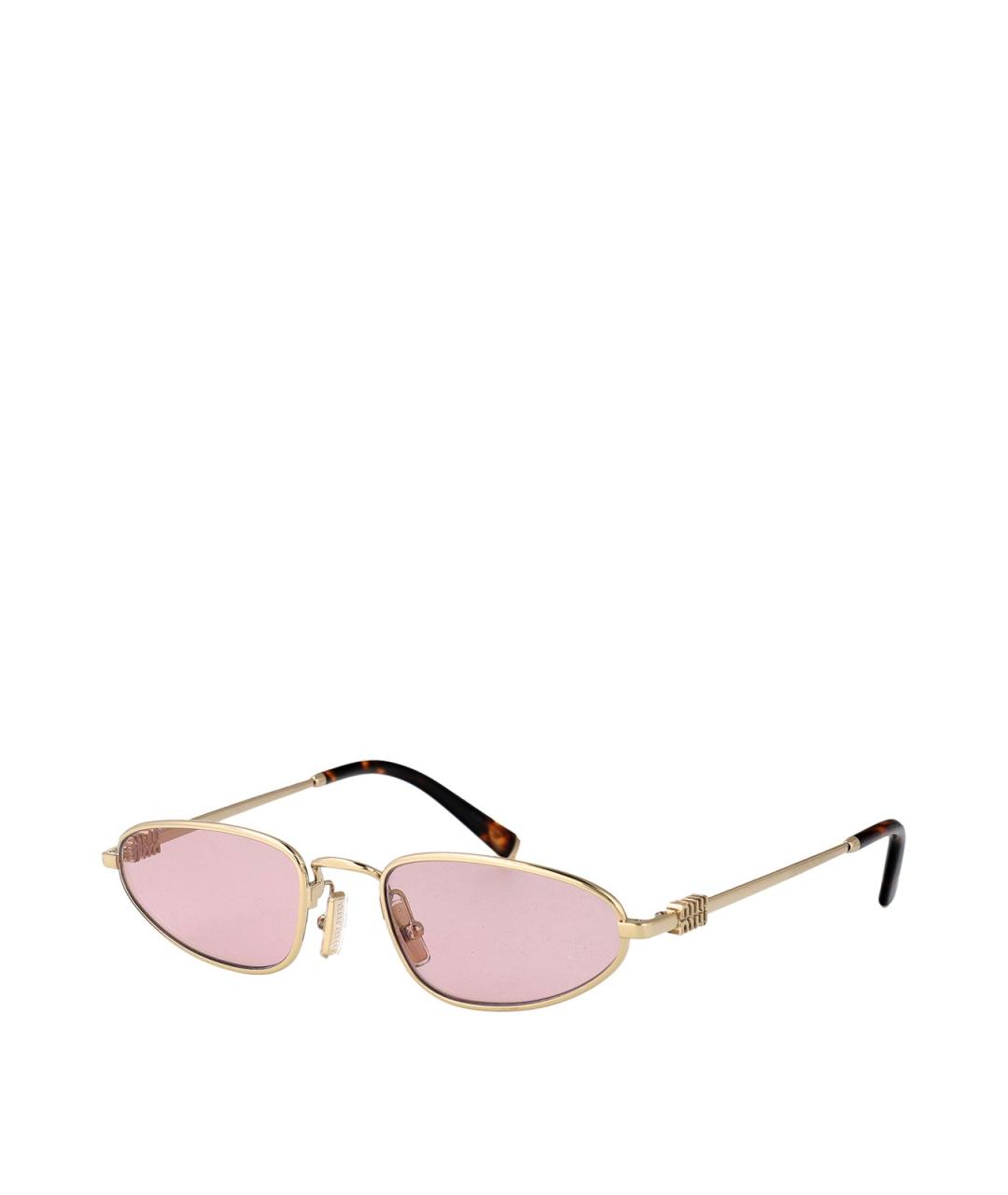 MIU MIU Золотые металлические солнцезащитные очки, фото 2