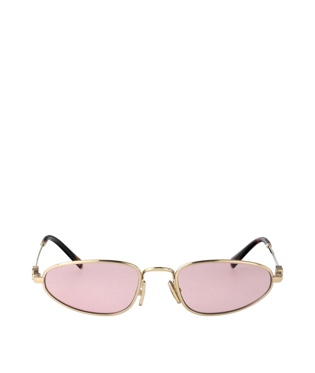 MIU MIU Золотые металлические солнцезащитные очки, фото 1