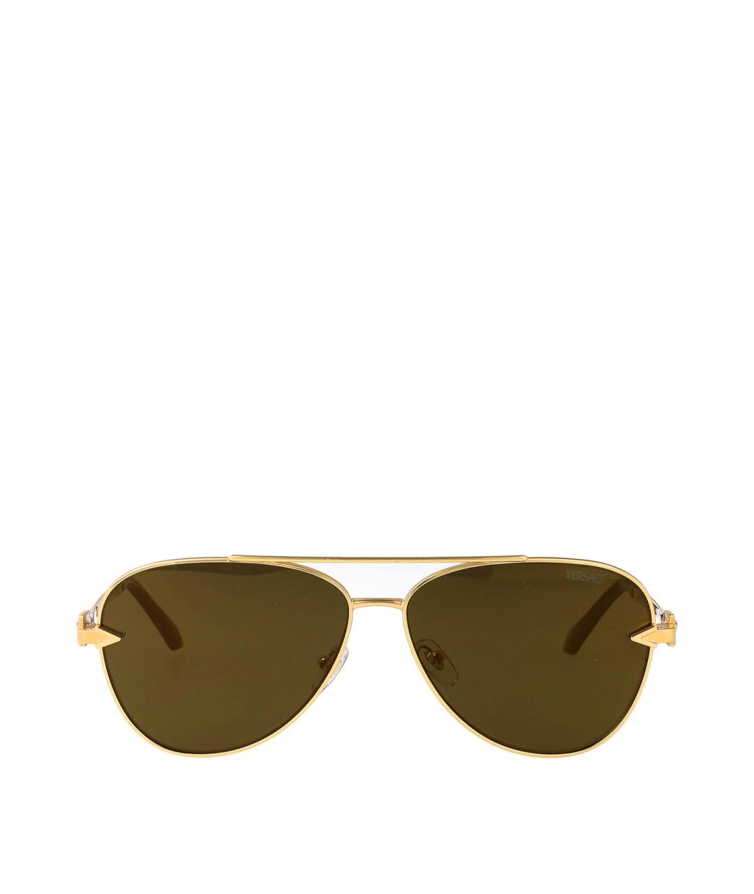 VERSACE Золотые металлические солнцезащитные очки, фото 1