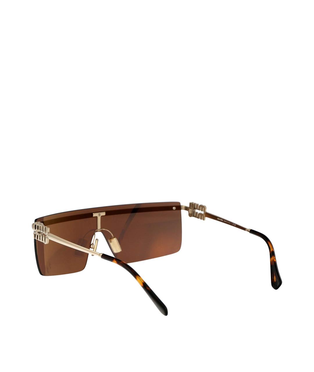 MIU MIU Золотые металлические солнцезащитные очки, фото 4