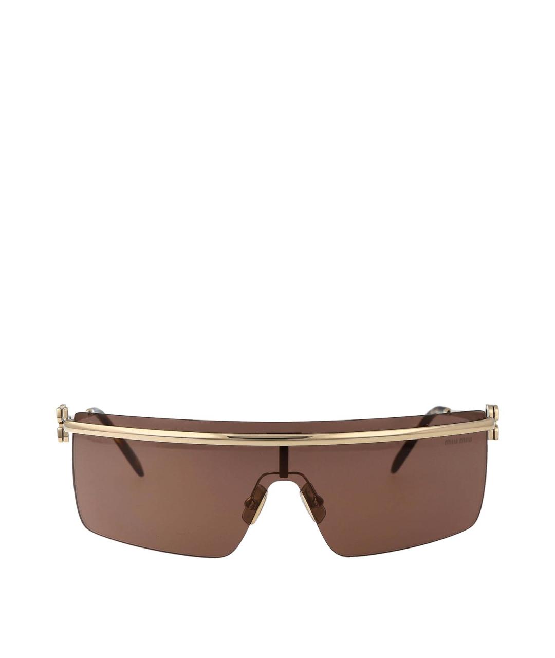 MIU MIU Золотые металлические солнцезащитные очки, фото 1