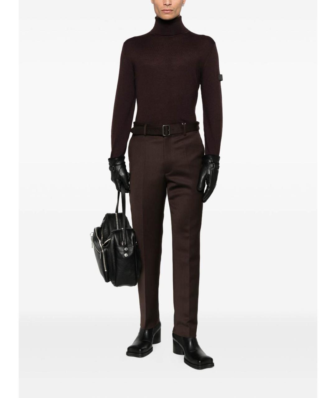 MM6 MAISON MARGIELA Коричневые полиэстеровые повседневные брюки, фото 3