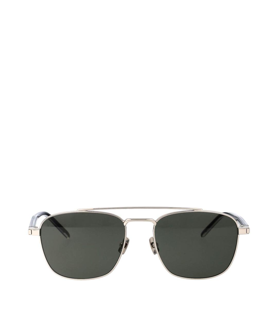 SAINT LAURENT Серебряные металлические солнцезащитные очки, фото 1