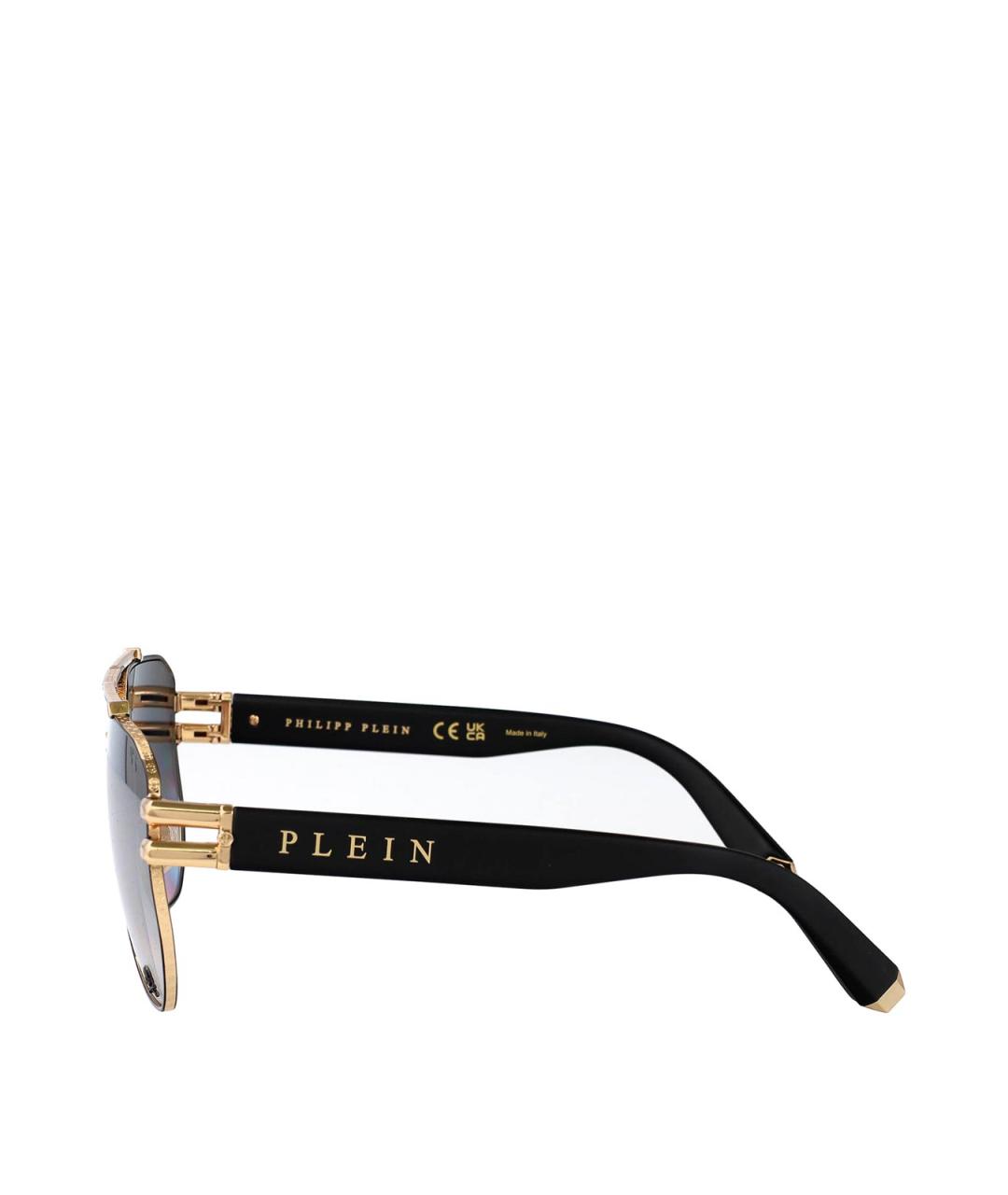 PHILIPP PLEIN Золотые пластиковые солнцезащитные очки, фото 3