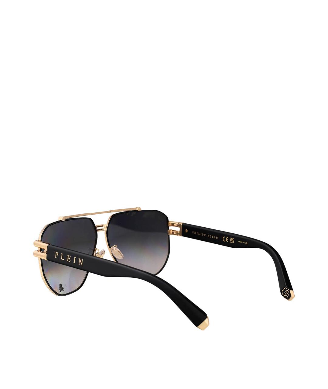 PHILIPP PLEIN Золотые пластиковые солнцезащитные очки, фото 4