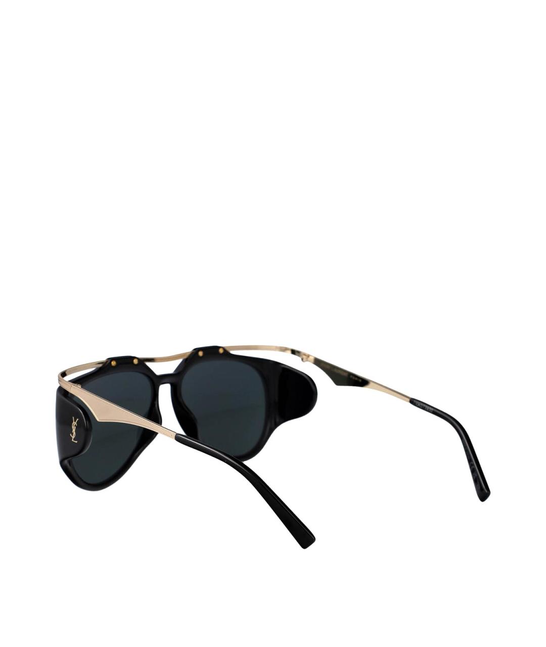 SAINT LAURENT Черные металлические солнцезащитные очки, фото 4