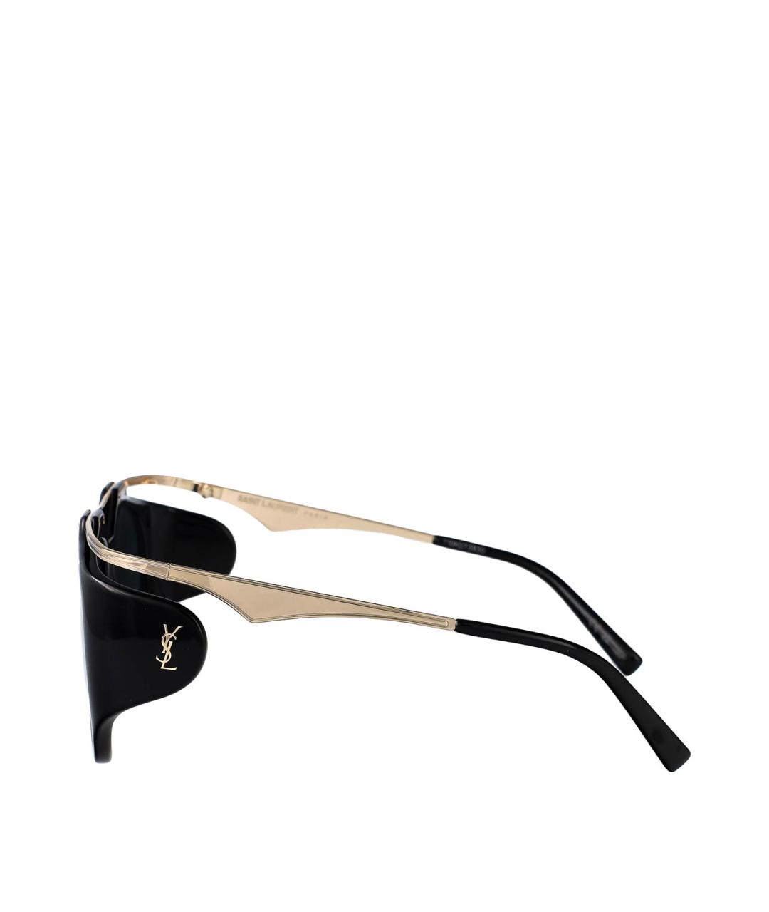 SAINT LAURENT Черные металлические солнцезащитные очки, фото 3