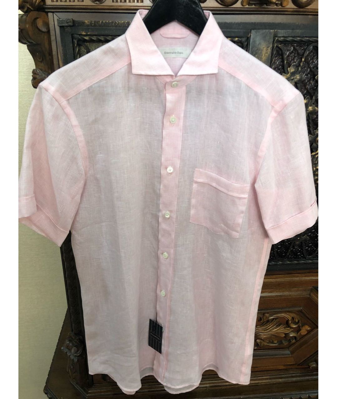 ERMENEGILDO ZEGNA Розовая льняная кэжуал рубашка, фото 4