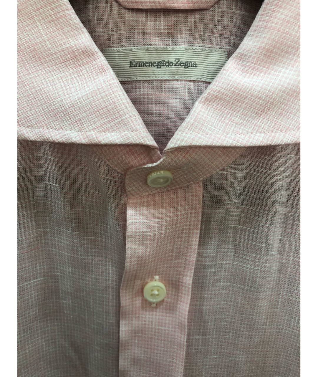 ERMENEGILDO ZEGNA Розовая льняная кэжуал рубашка, фото 3
