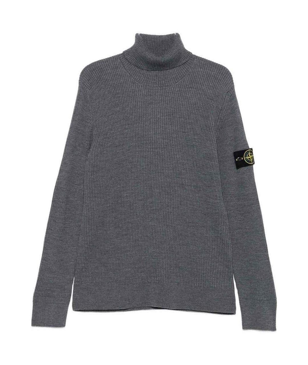STONE ISLAND Серая шерстяная водолазка, фото 1
