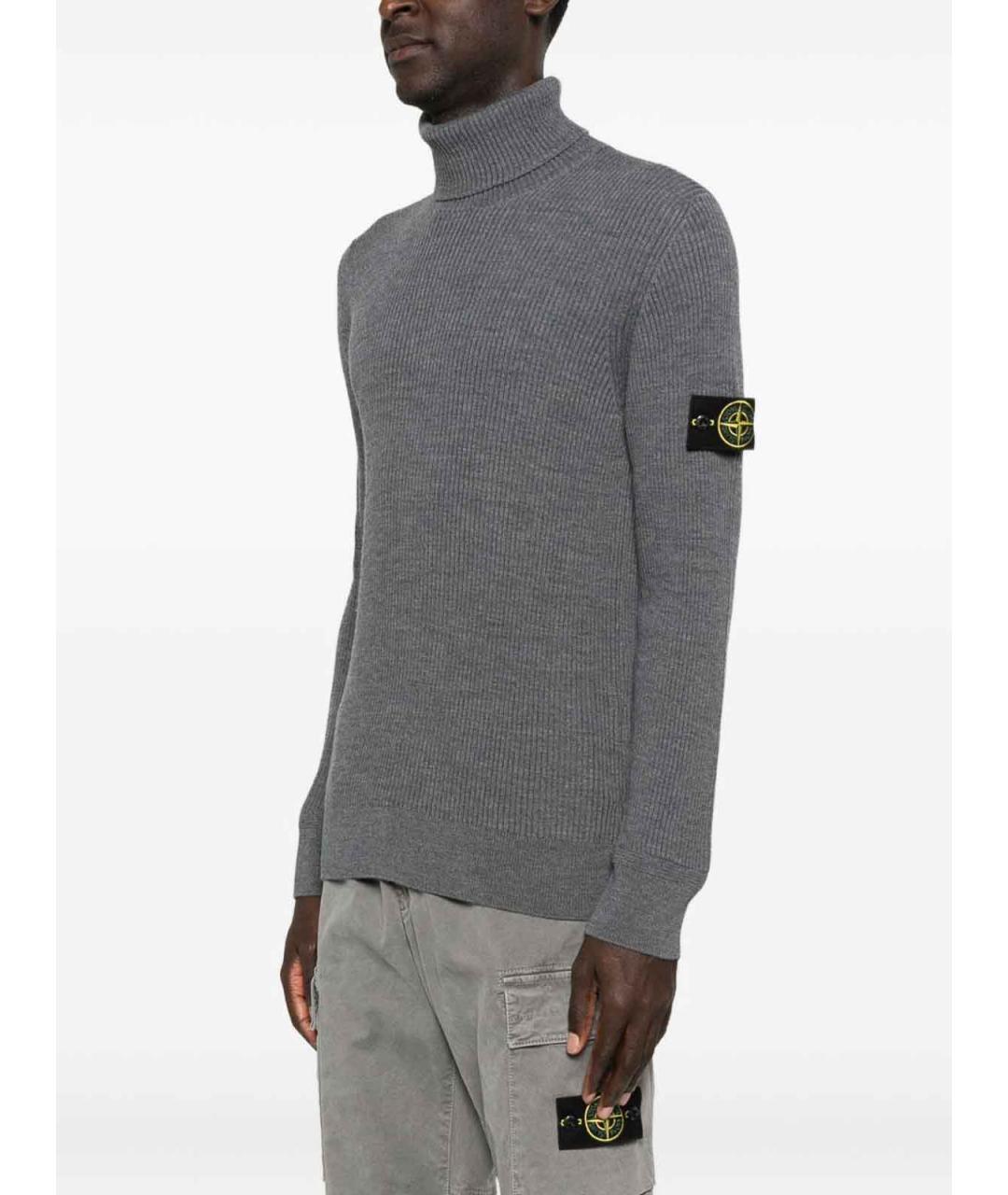 STONE ISLAND Серая шерстяная водолазка, фото 3