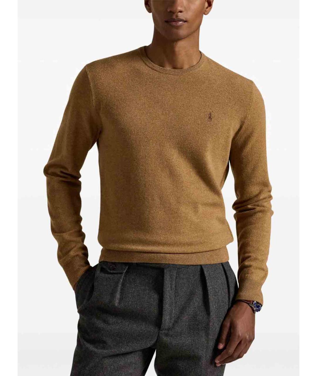 POLO RALPH LAUREN Коричневый шерстяной джемпер / свитер, фото 2