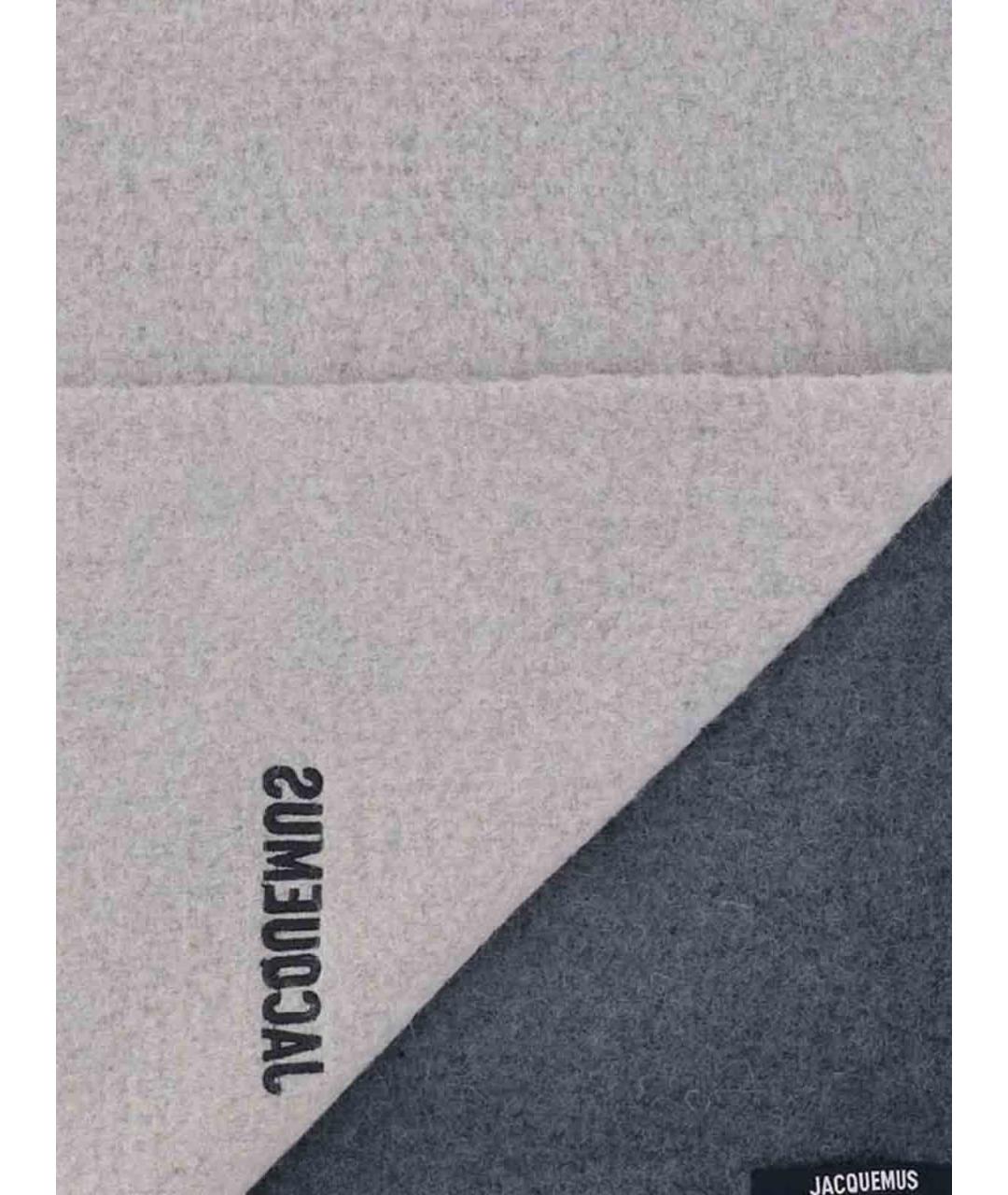 JACQUEMUS Серый шерстяной шарф, фото 3