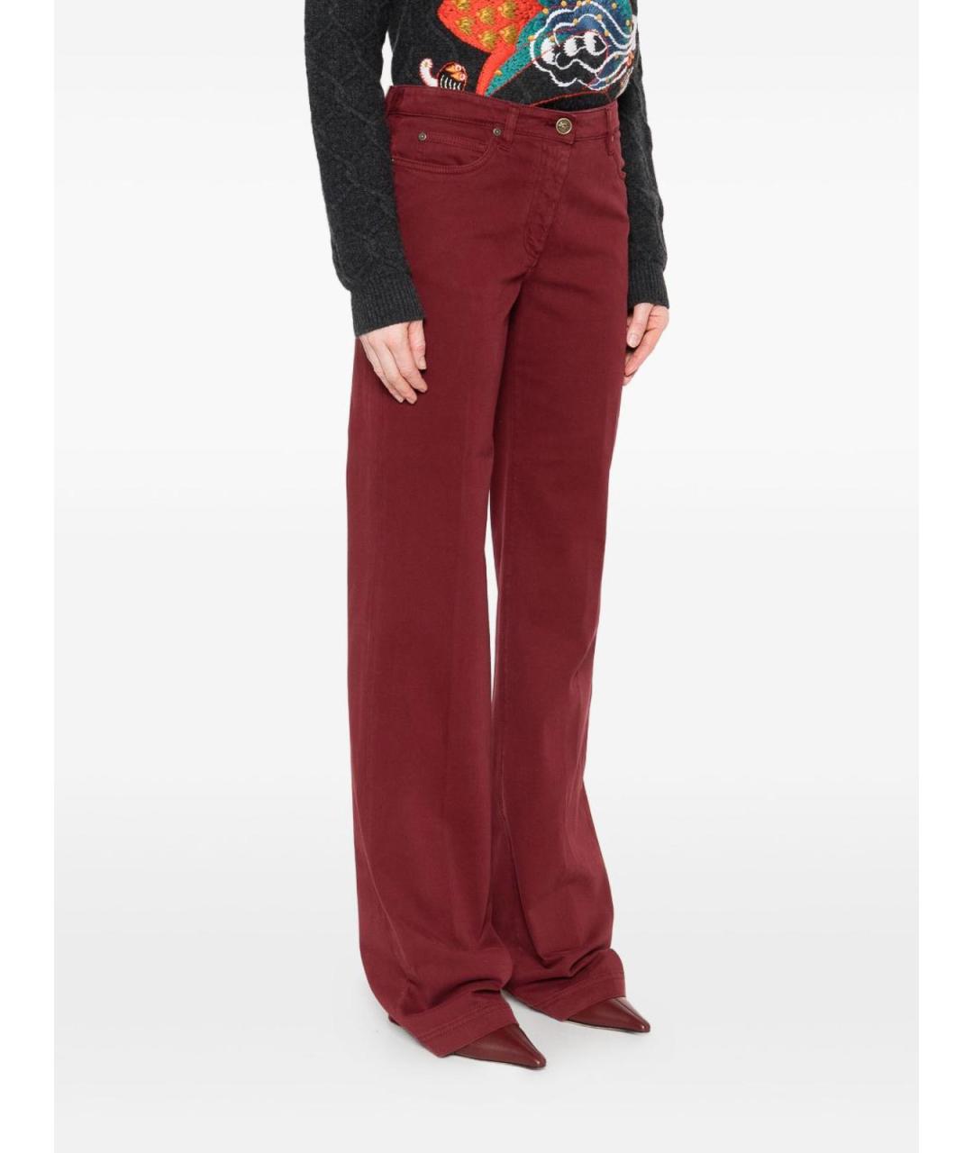 ETRO Бордовые хлопковые джинсы клеш, фото 3