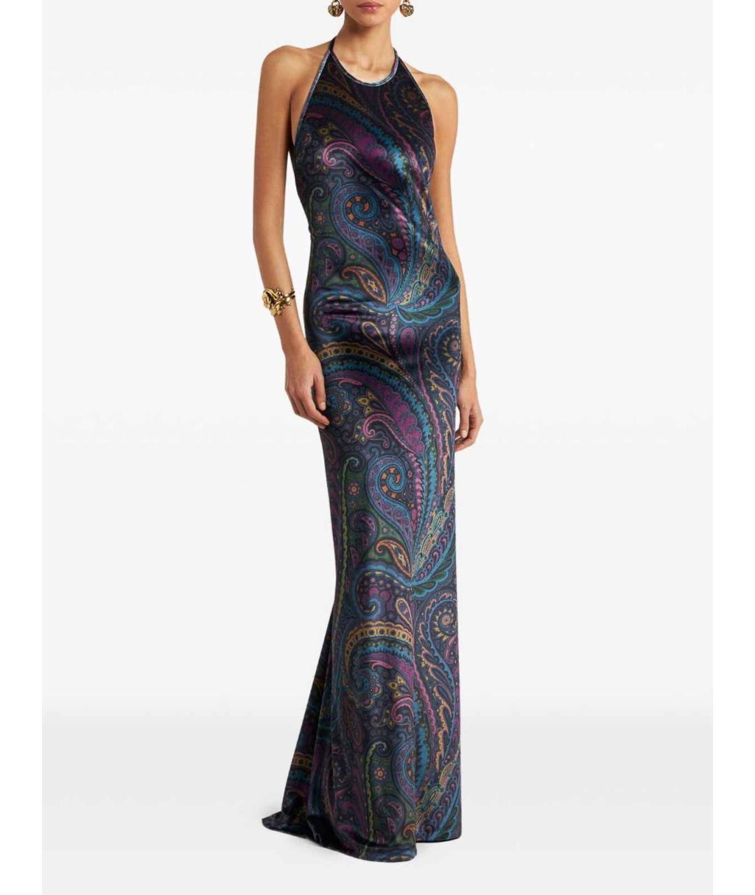 ETRO Темно-синее полиэстеровое коктейльное платье, фото 4