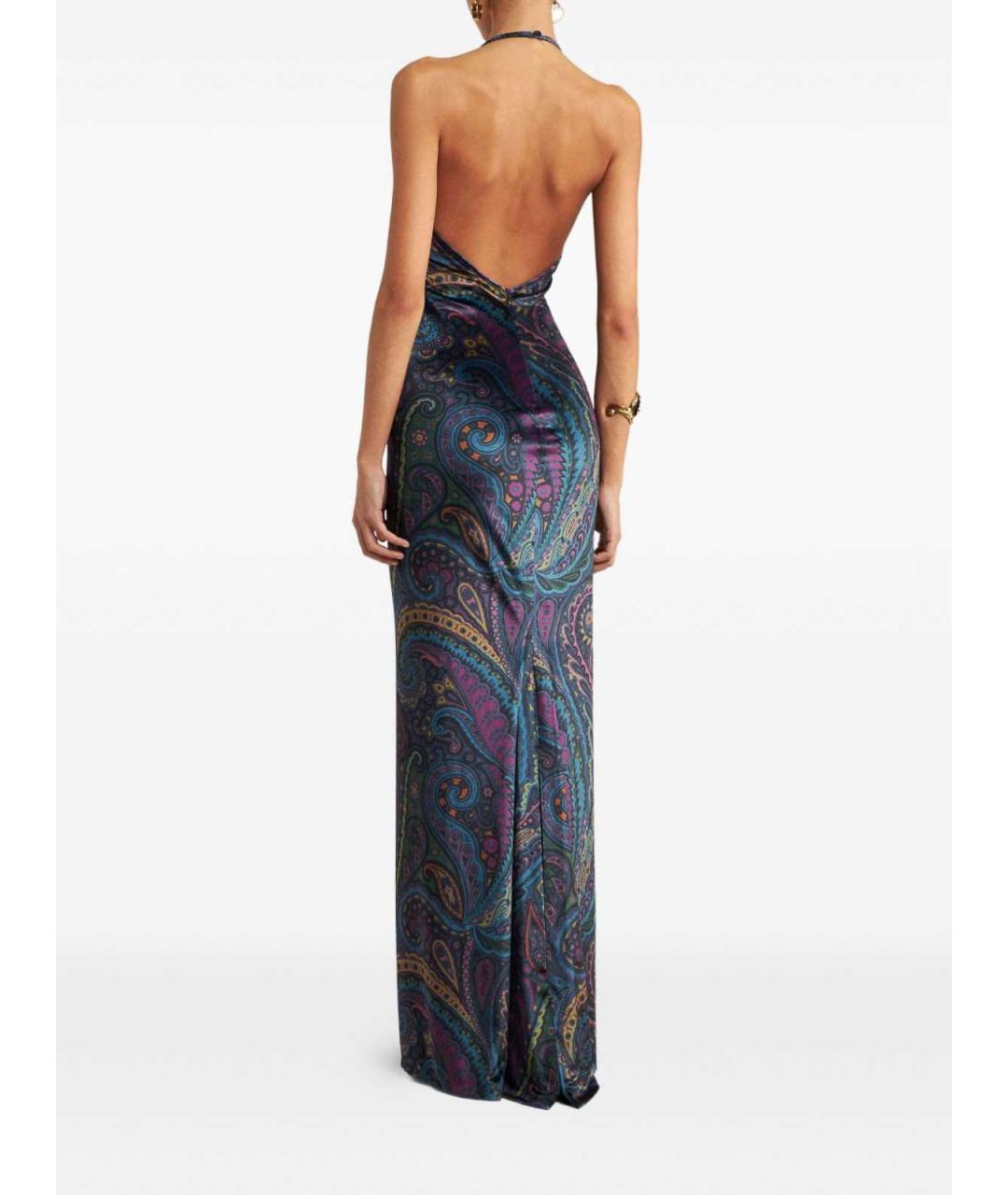 ETRO Темно-синее полиэстеровое коктейльное платье, фото 3