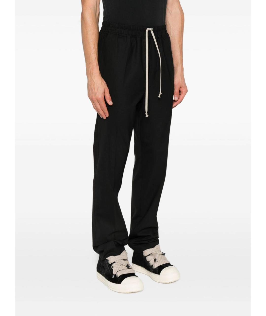RICK OWENS Черные шерстяные повседневные брюки, фото 5