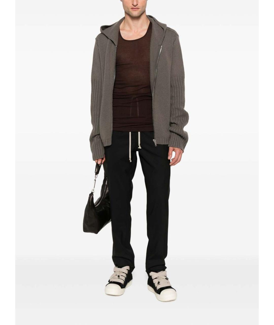 RICK OWENS Черные шерстяные повседневные брюки, фото 4