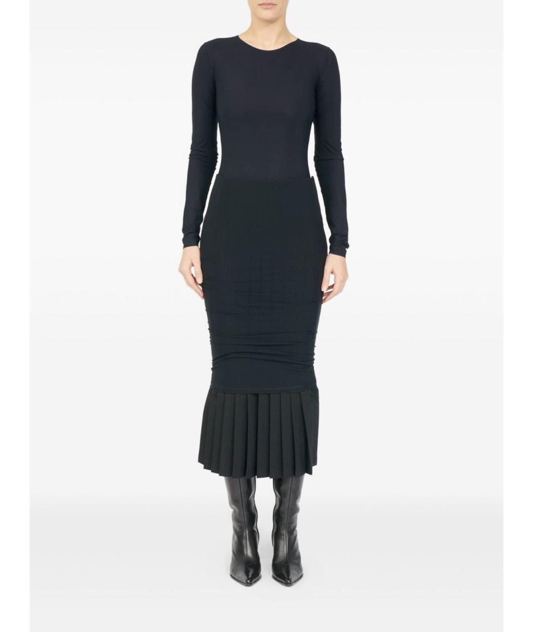 MM6 MAISON MARGIELA Черная шерстяная юбка миди, фото 2