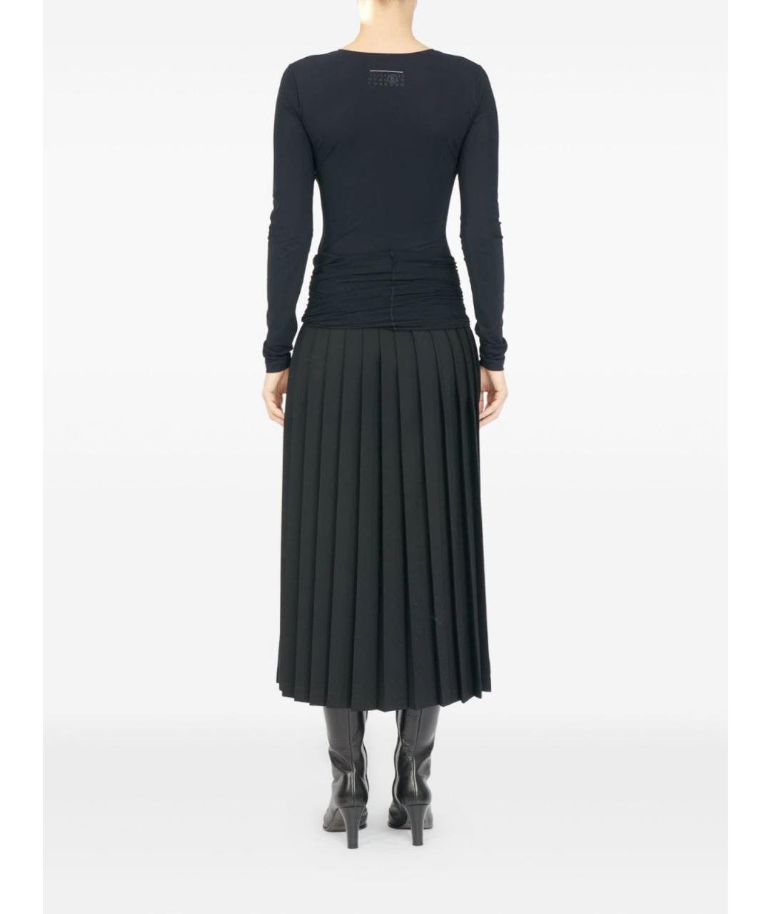 MM6 MAISON MARGIELA Черная шерстяная юбка миди, фото 3