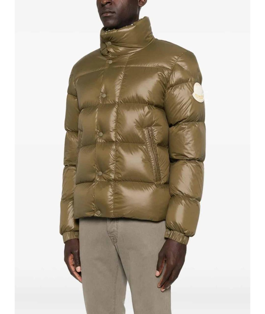 MONCLER Зеленый полиамидовый пуховик, фото 3