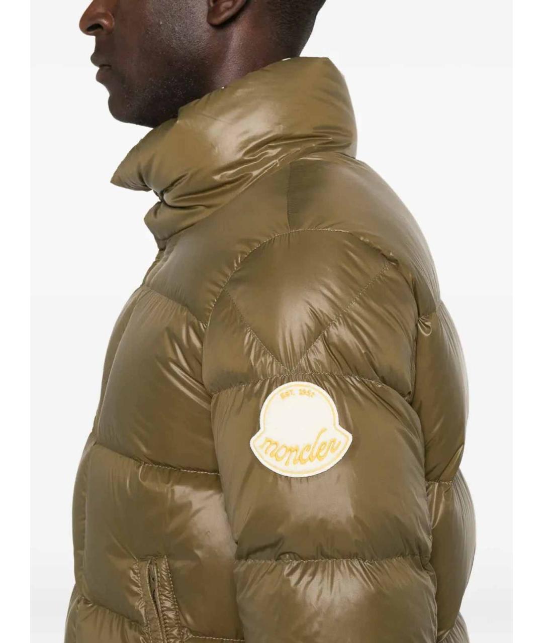 MONCLER Зеленый полиамидовый пуховик, фото 5