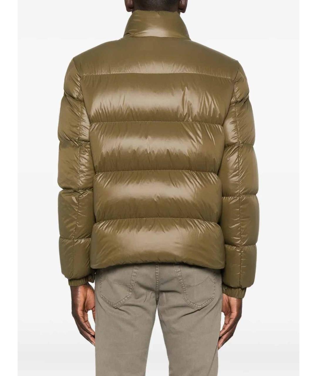 MONCLER Зеленый полиамидовый пуховик, фото 4