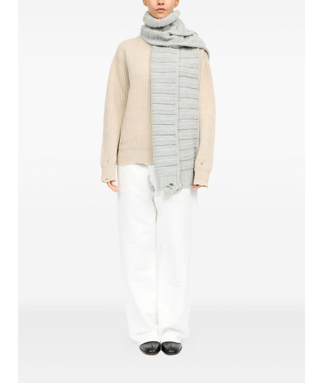MM6 MAISON MARGIELA Серый шерстяной шарф, фото 4