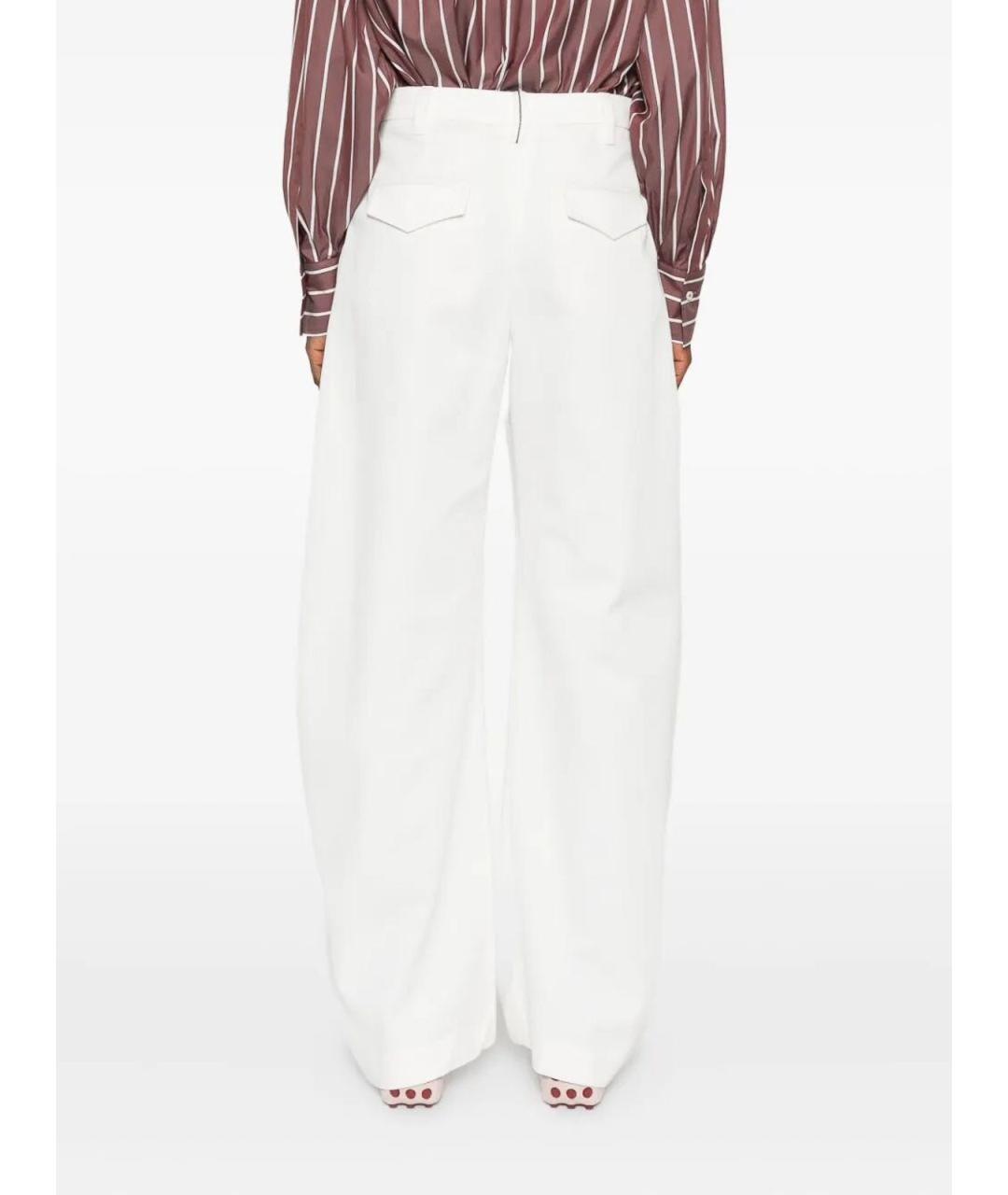 BRUNELLO CUCINELLI Белые хлопковые брюки широкие, фото 3