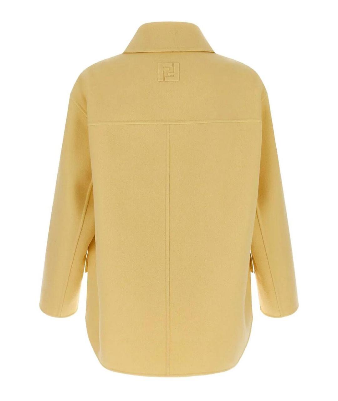 FENDI Желтое шерстяное пальто, фото 2