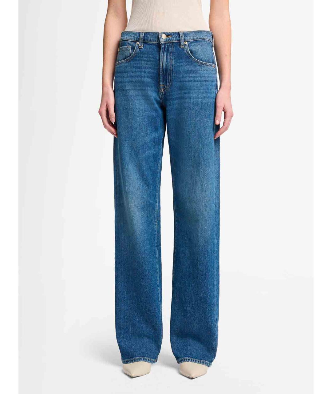 7 FOR ALL MANKIND Синие хлопковые прямые джинсы, фото 2