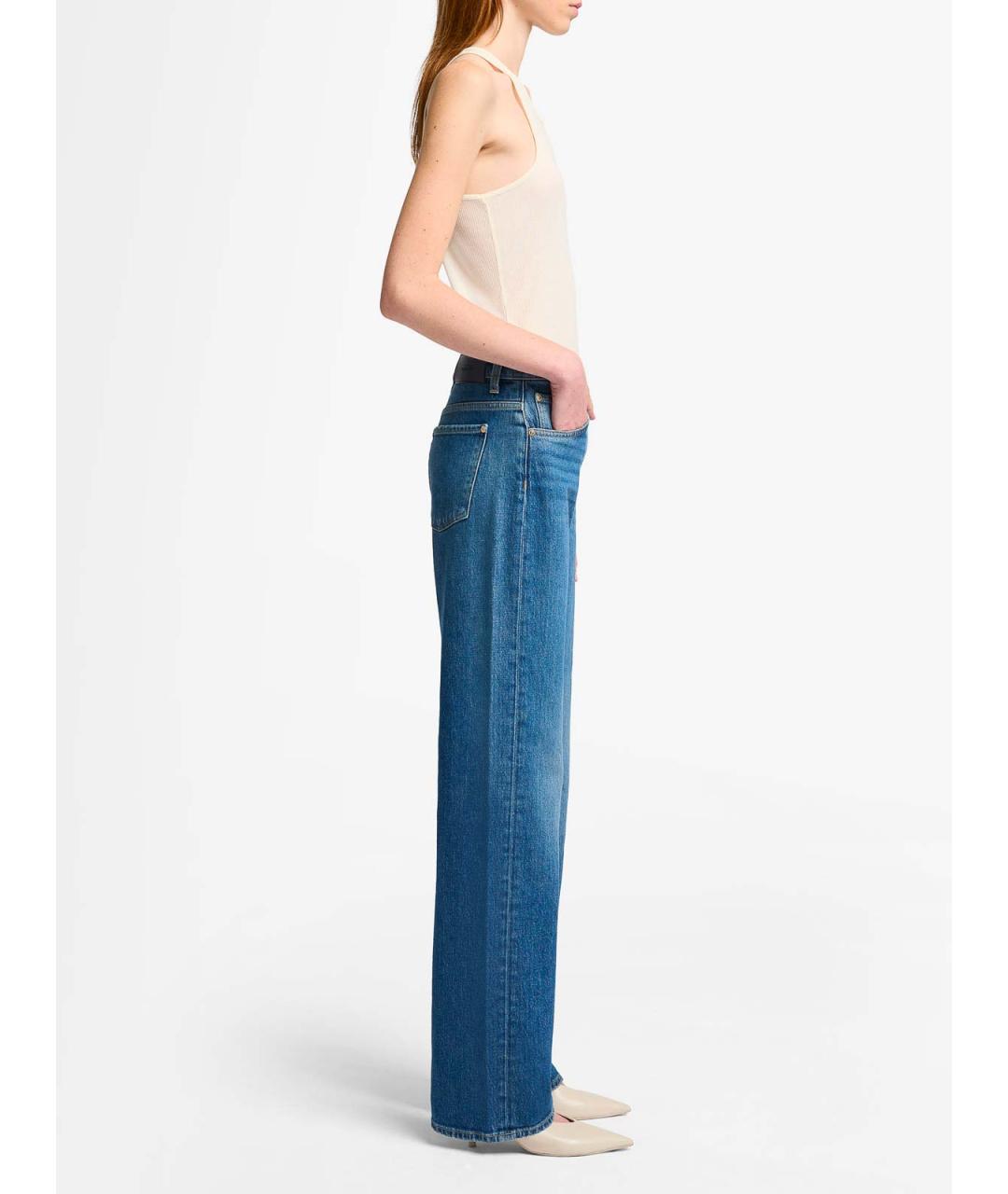 7 FOR ALL MANKIND Синие хлопковые прямые джинсы, фото 4