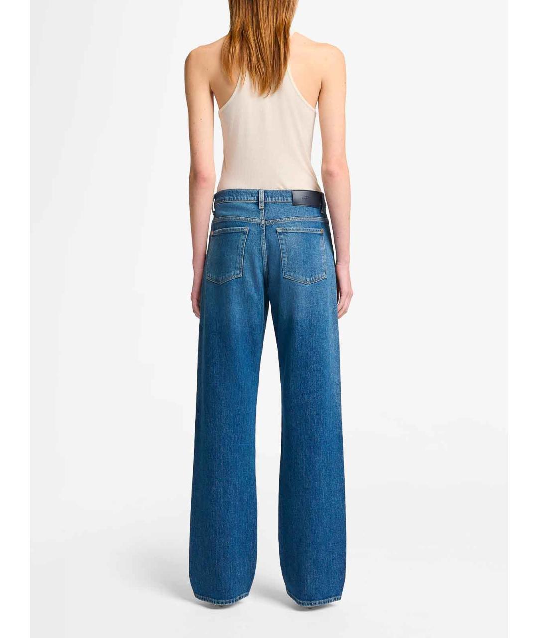 7 FOR ALL MANKIND Синие хлопковые прямые джинсы, фото 3
