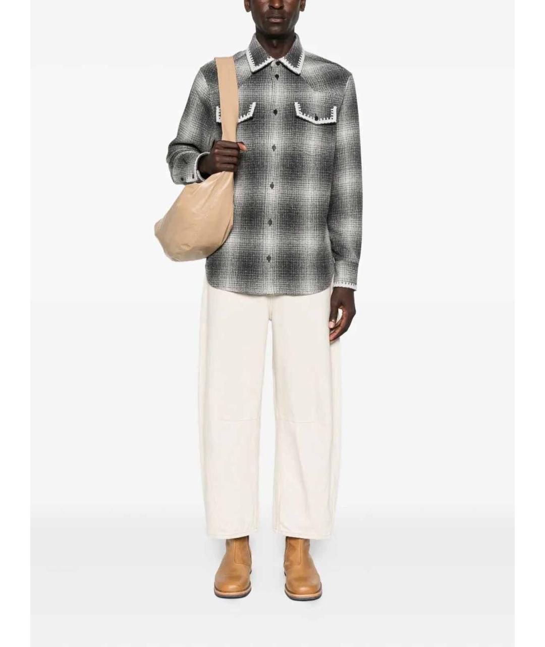 GOLDEN GOOSE DELUXE BRAND Серая шерстяная кэжуал рубашка, фото 2