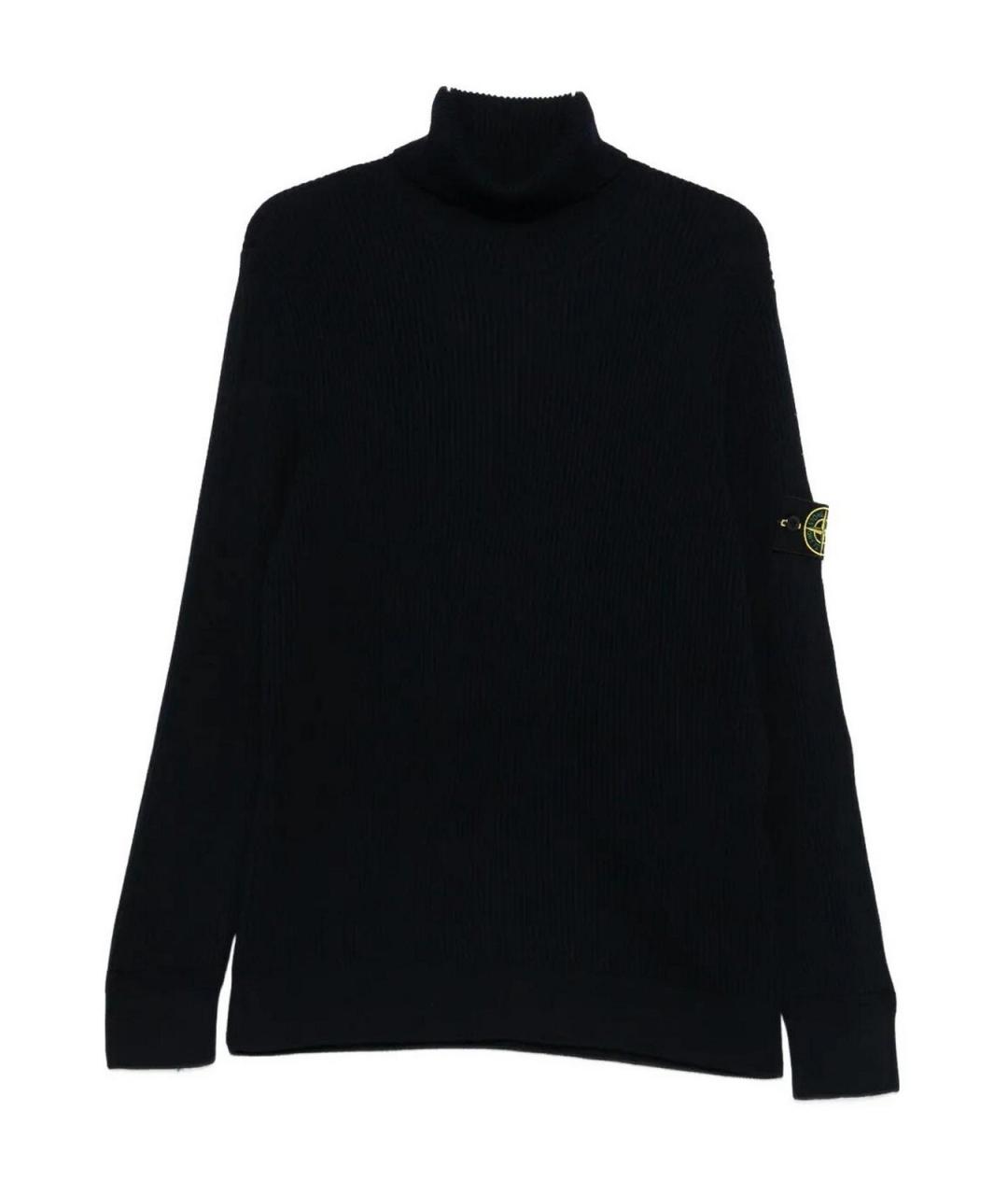 STONE ISLAND Синяя шерстяная водолазка, фото 1