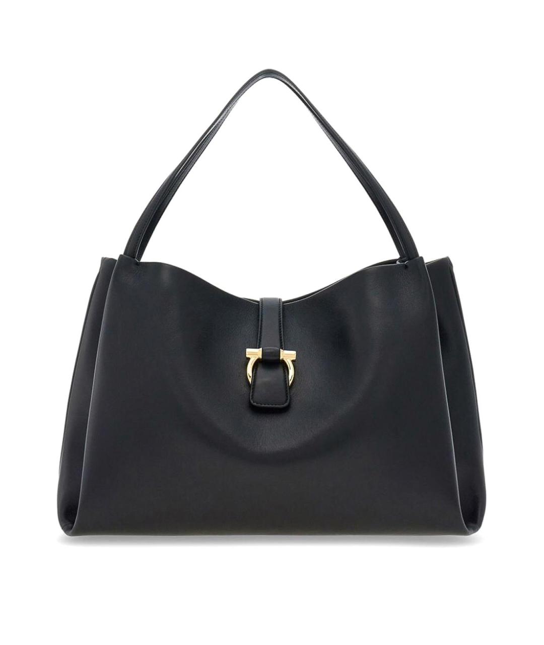 FERRAGAMO Черная кожаная сумка тоут, фото 1