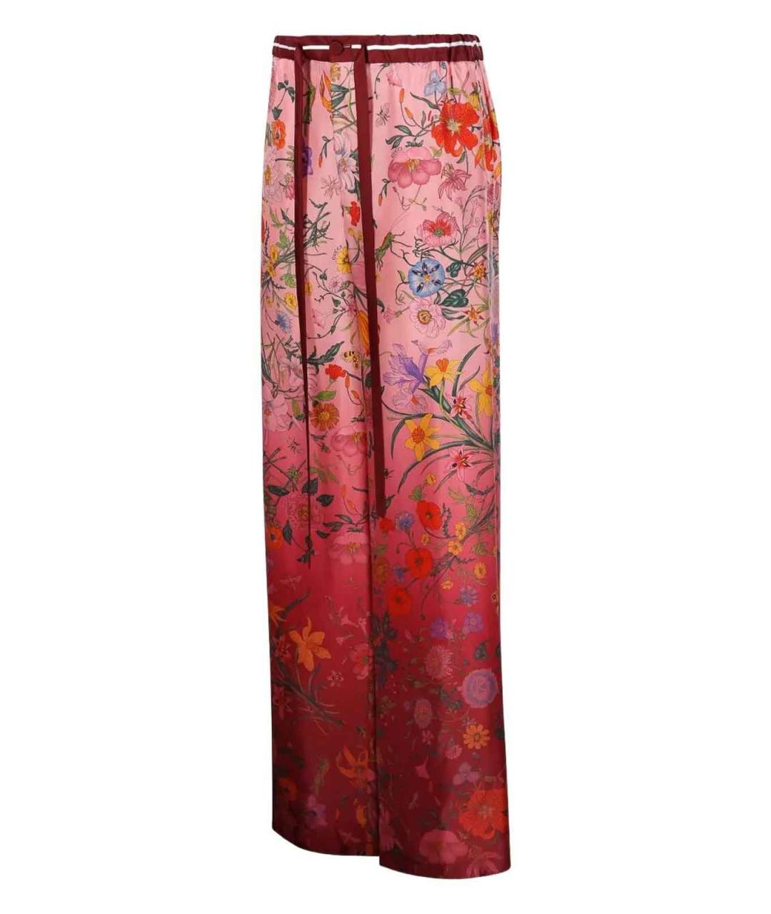 GUCCI Красные шелковые прямые брюки, фото 3