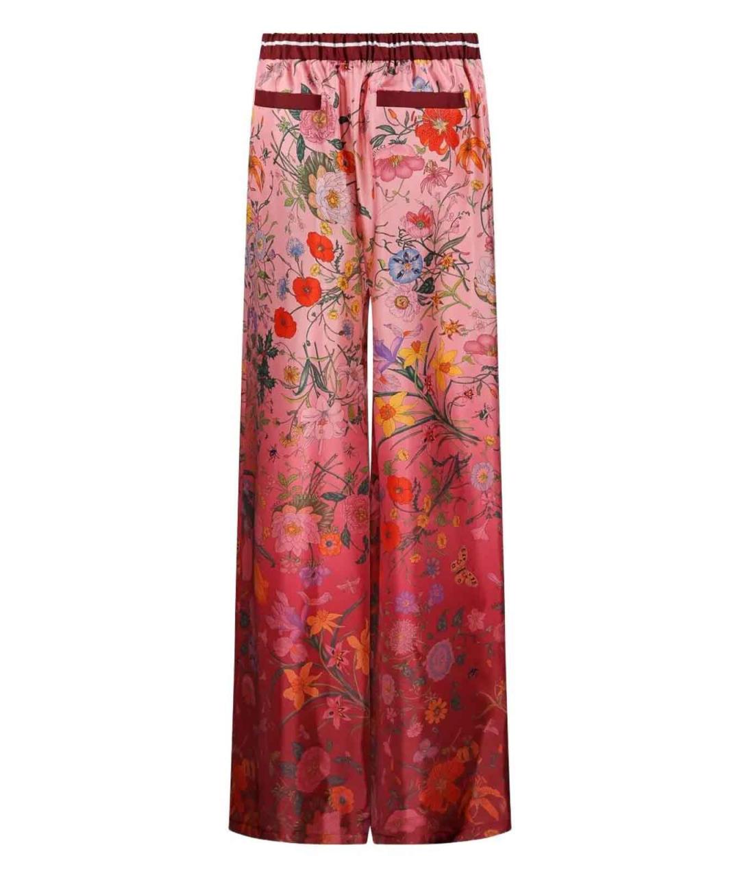 GUCCI Красные шелковые прямые брюки, фото 2