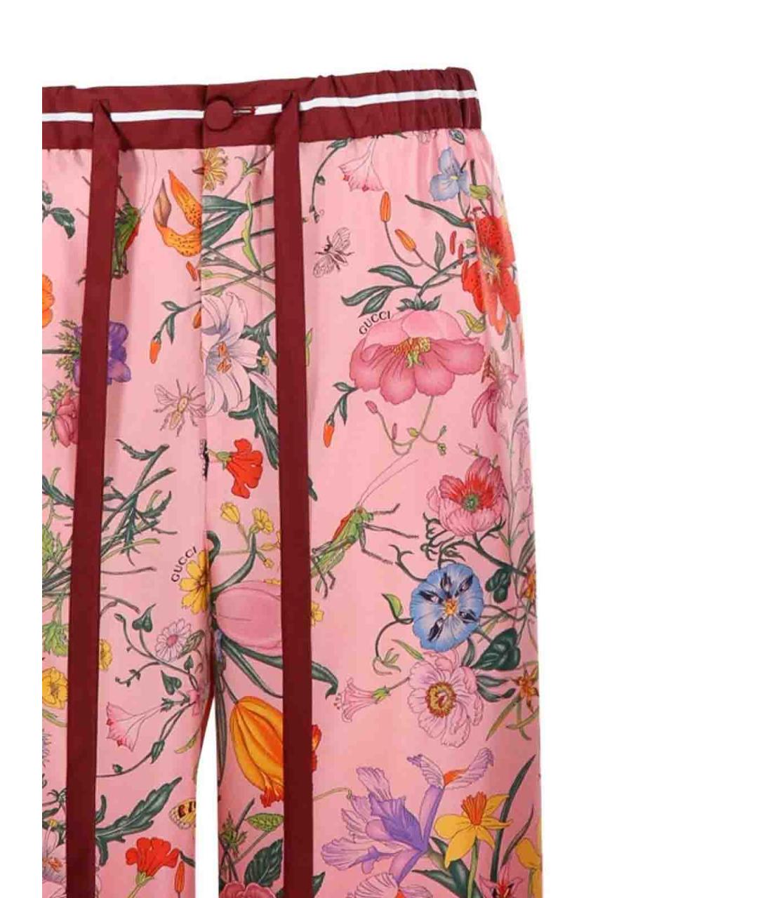 GUCCI Красные шелковые прямые брюки, фото 4
