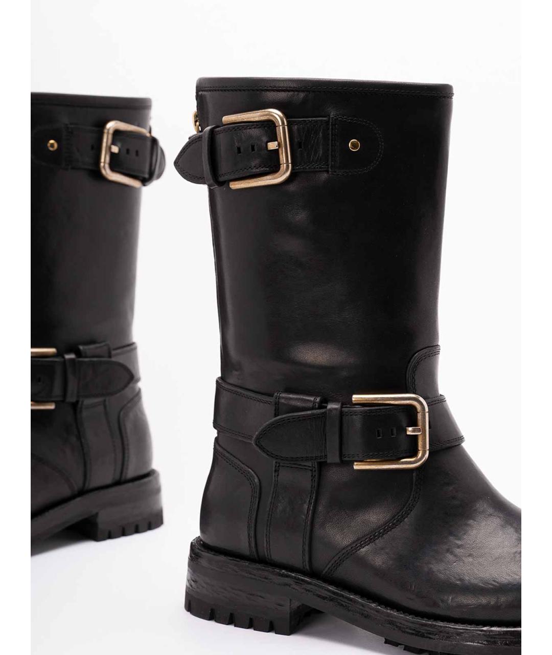 DOLCE&GABBANA Черные кожаные полусапоги, фото 5