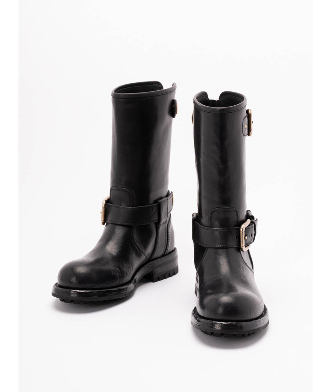 DOLCE&GABBANA Черные кожаные полусапоги, фото 2