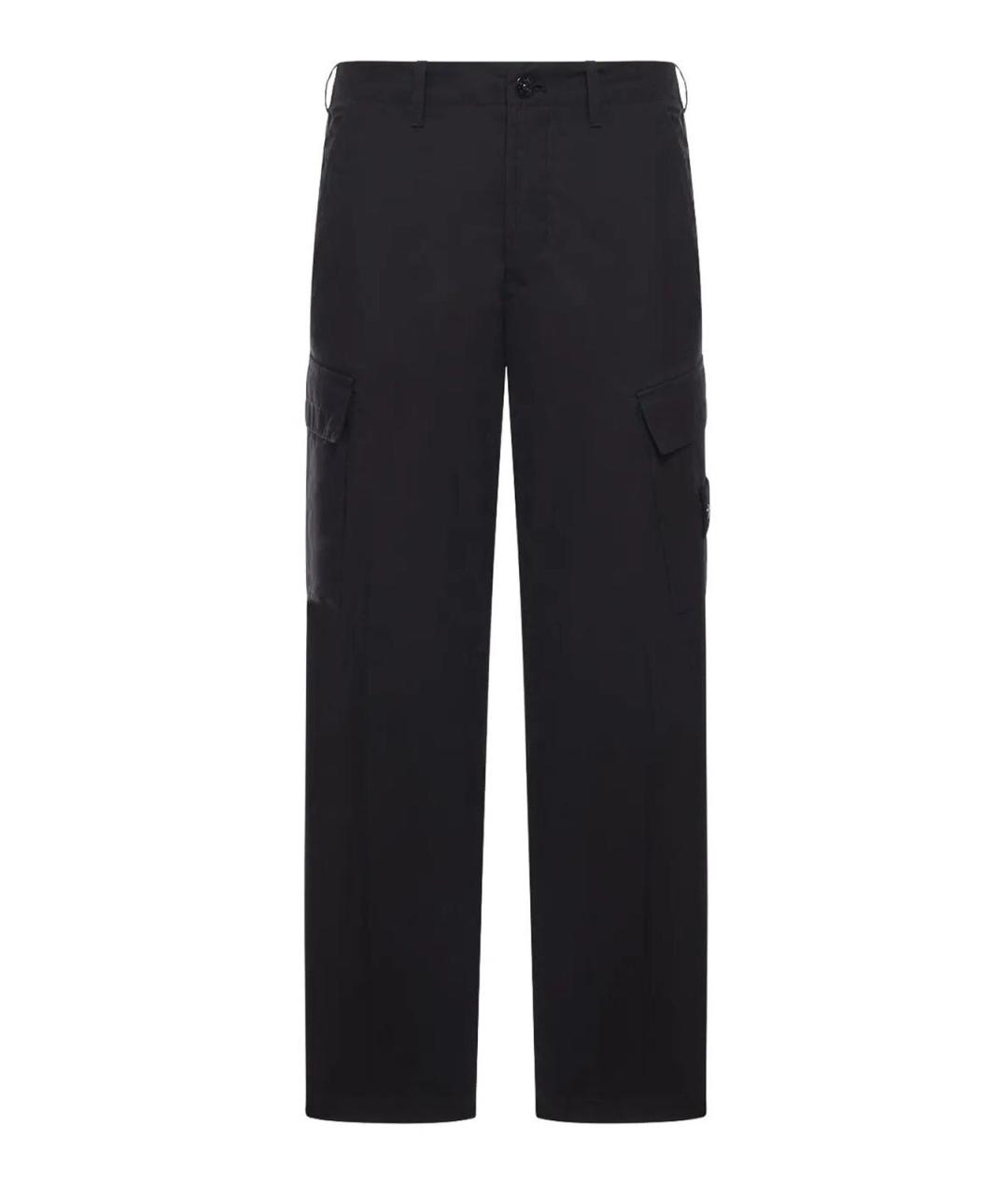 STONE ISLAND Черные хлопковые повседневные брюки, фото 1