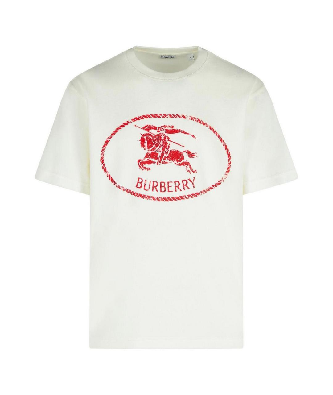 BURBERRY Белая хлопковая футболка, фото 1